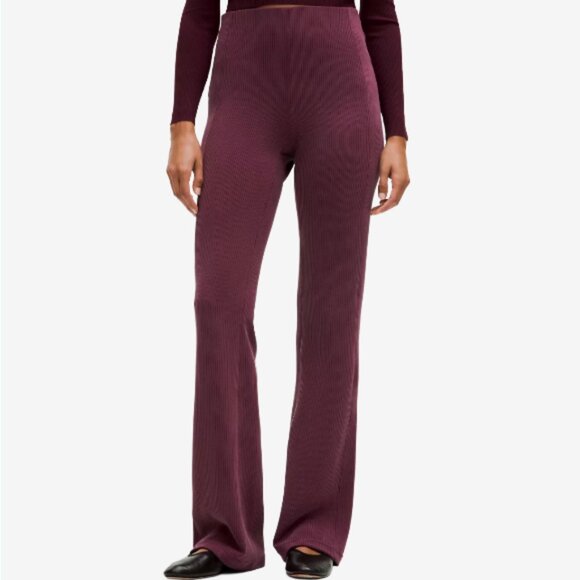 Lululemon Ribbed Softstreme Flare Pants Garnet Red 2 High Rise Lounge Yoga - Picture 1 of 16